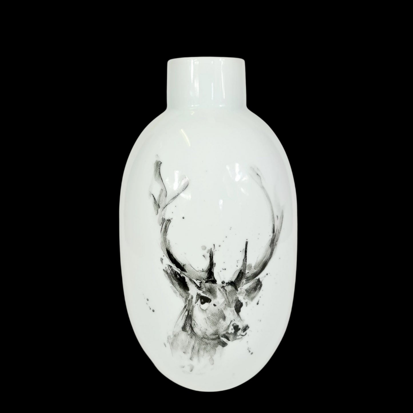 Large Hand Painted Vase Wild Elk