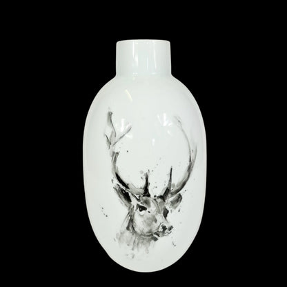 Large Hand Painted Vase Wild Elk