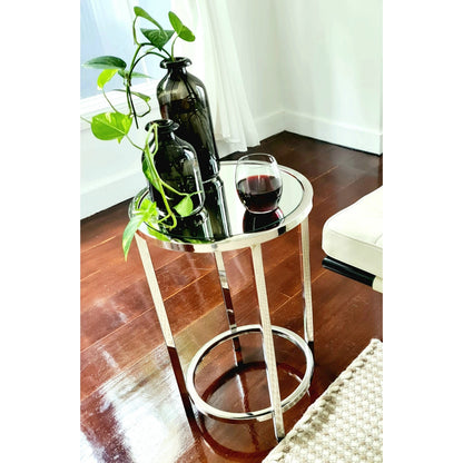 Dyako Mirror Stainless Steel Side Table with Mirror Top