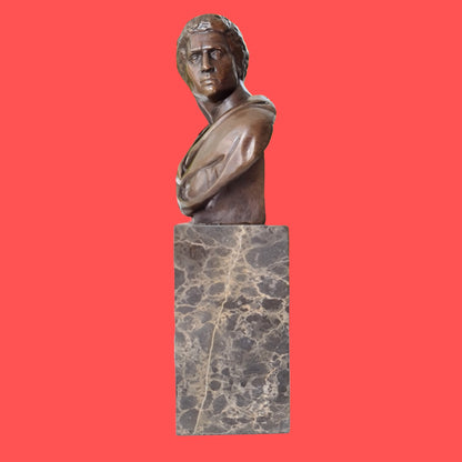 Bronze Sculpture Of  Caesar Augustus Bust On Marble Base