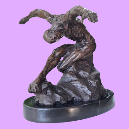  Bronze Sculpture Athletic Male Yoga Exercise on Marble Base
