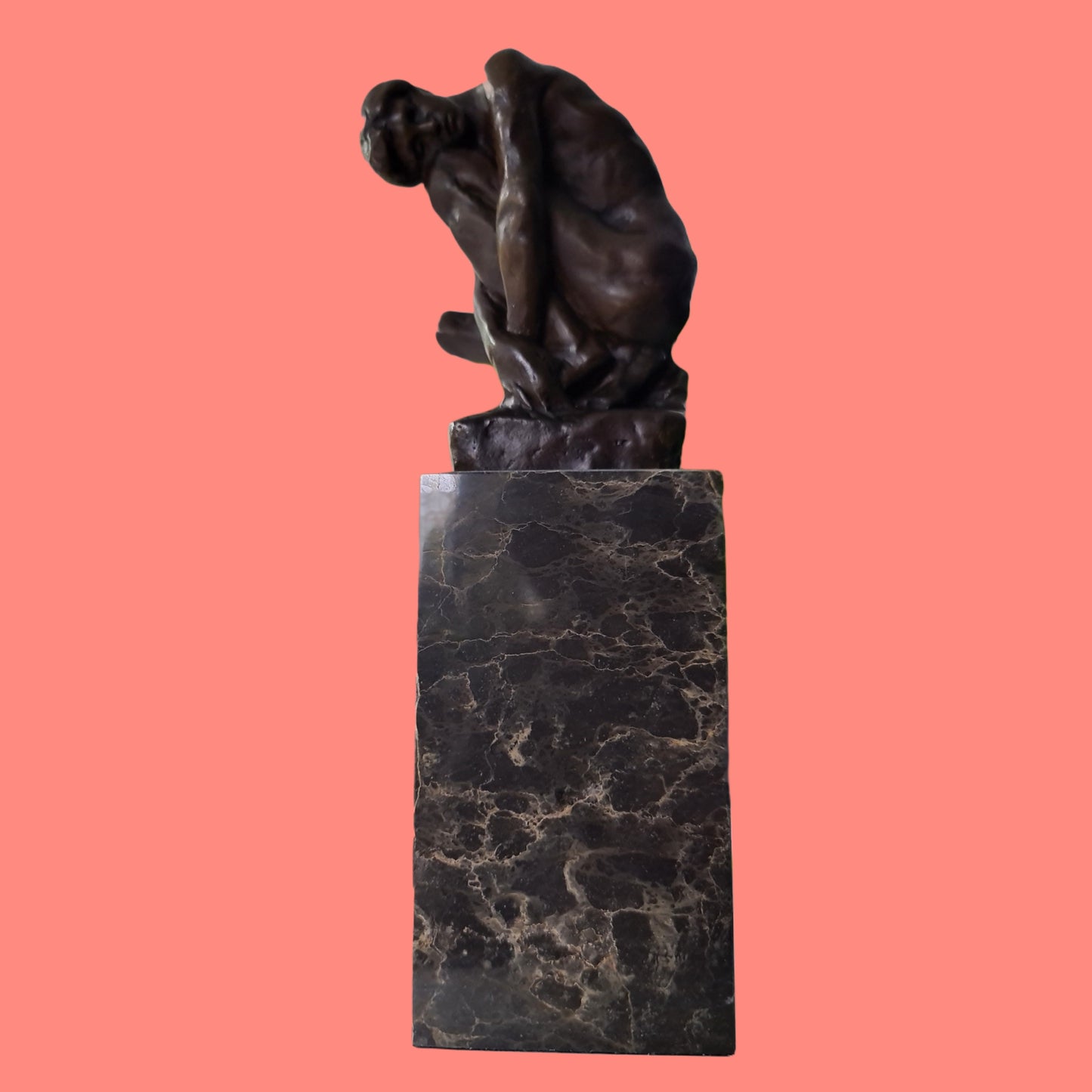 Nude  Male Seated Man, Style of Rodin On Marble Base
