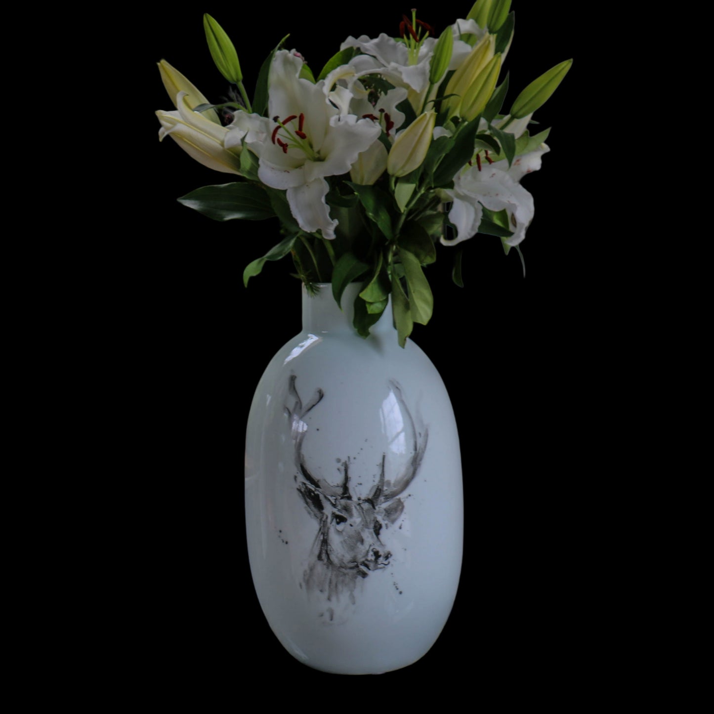 Large Hand Painted Vase Wild Elk