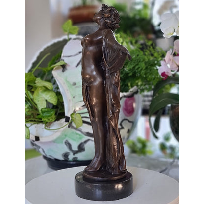 Solid Bronze Nude Open Arms Woman Statue Sculpture Art