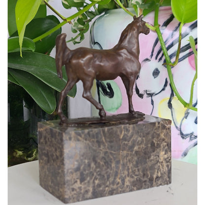 Bronze sculpture of Horse Standing Artwork  On Marble