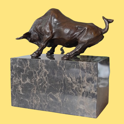  Bronze Statue Bull Fighting Sculpture on Marble Base