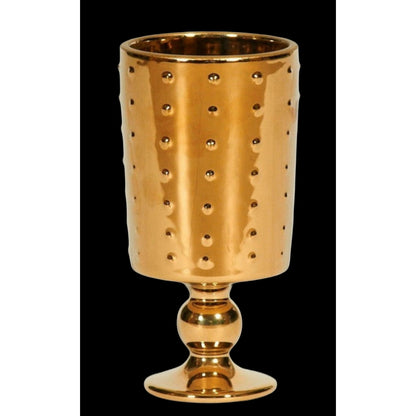 Small Decorative Footed Gold Ceramic Vase