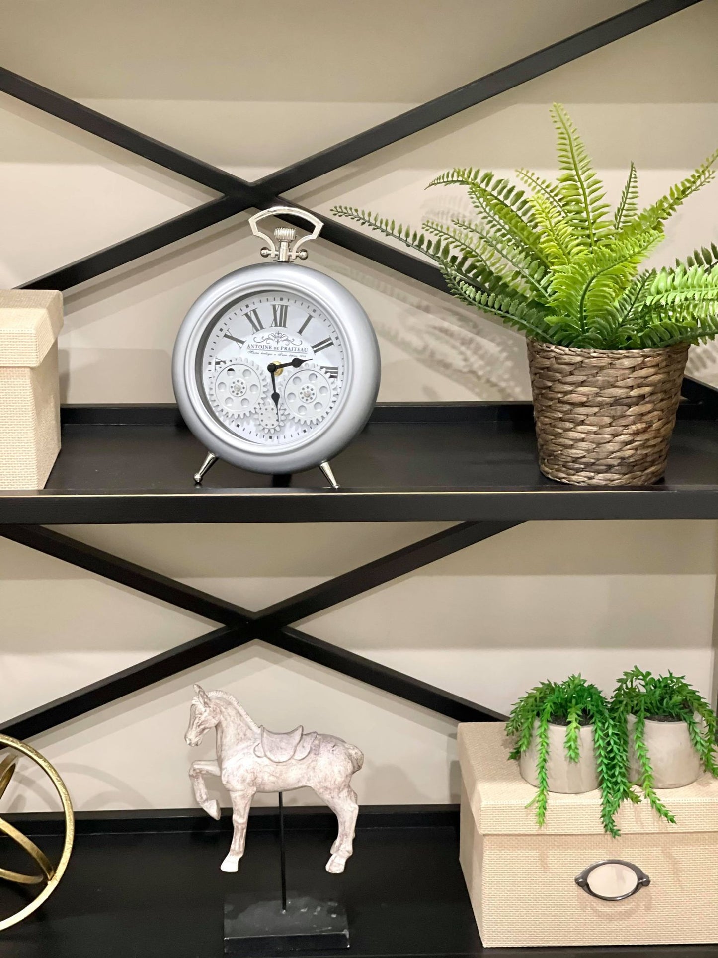 Antoine De Praiteau Victorian Grey Gear Table Clock