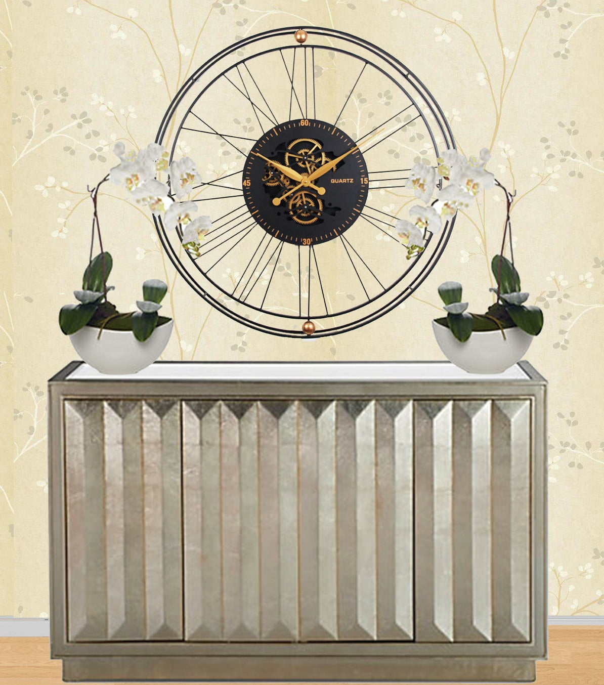QUARTZ 90.5 Cm Moving  Gear Wall Clock