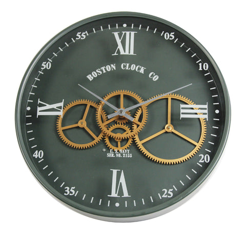 Boston CC 40 Cm Roman Numeral Moving Gear Wall Clock