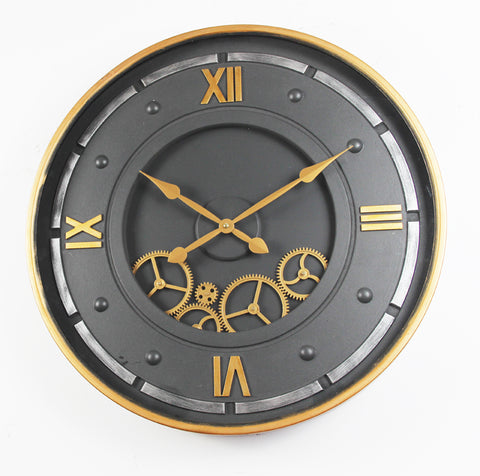 Large 59 Cm Roman Numeral Moving Gear Wall Clock