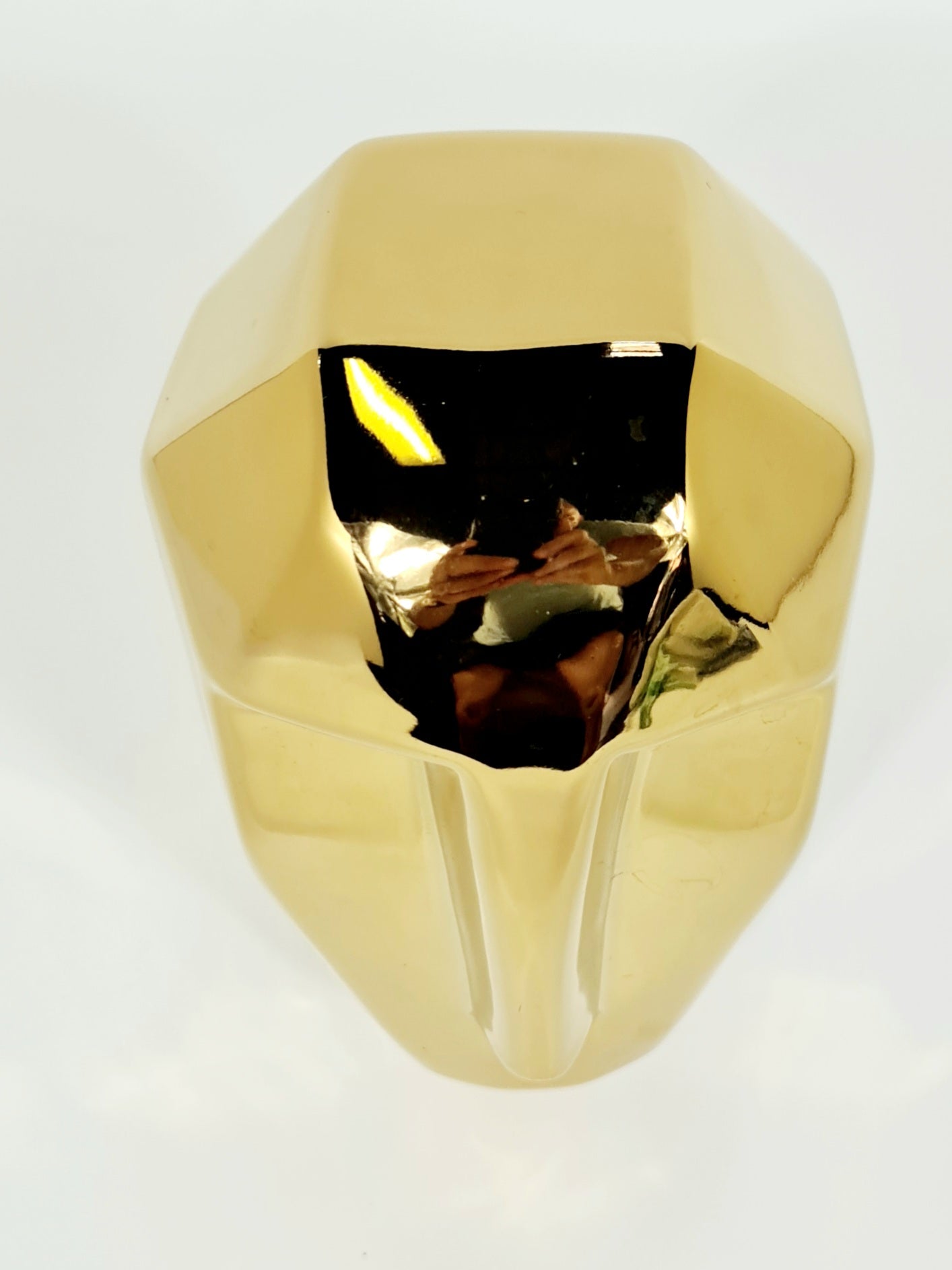 Geometric Face Sculpture: Sunset Gold