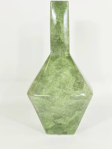 Large Geometric Green Shagreen Vase (70% OFF)