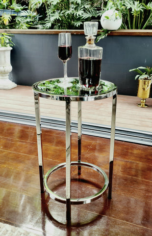 Dyako Mirror Stainless Steel Side Table with Mirror Top