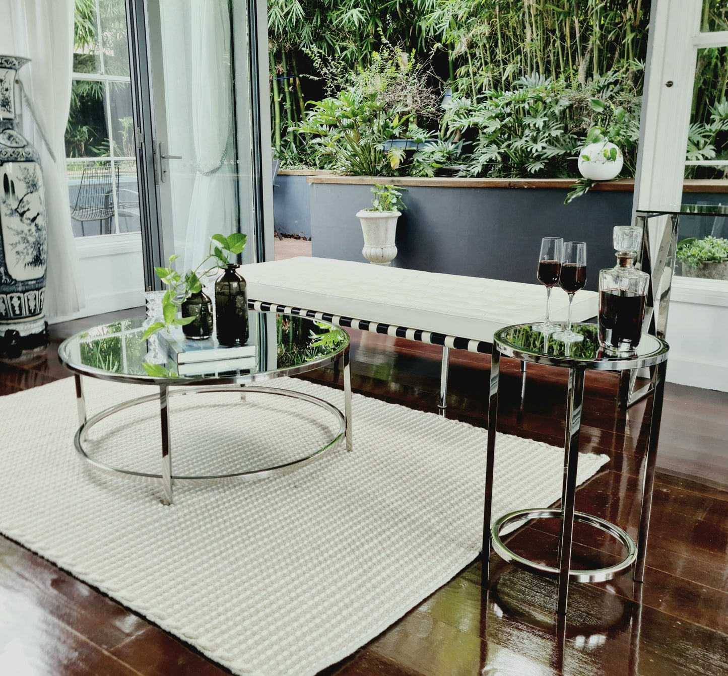 Dyako Mirror Stainless Steel Side Table with Mirror Top