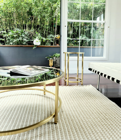 Dyako Gold Stainless Steel Coffee Table with Mirror Top (Pick up only)