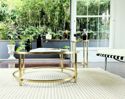 Dyako Gold Stainless Steel Coffee Table with Mirror Top (Pick up only)