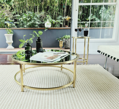 Dyako Gold Stainless Steel Coffee Table with Mirror Top
