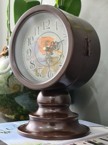 Brown Mantel 23.6 Cm Double Side Table Clock