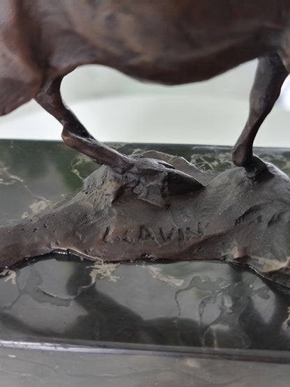 Art Deco Elk Deer Sculpture on Marble Base, Art,  Gift, Bookend
