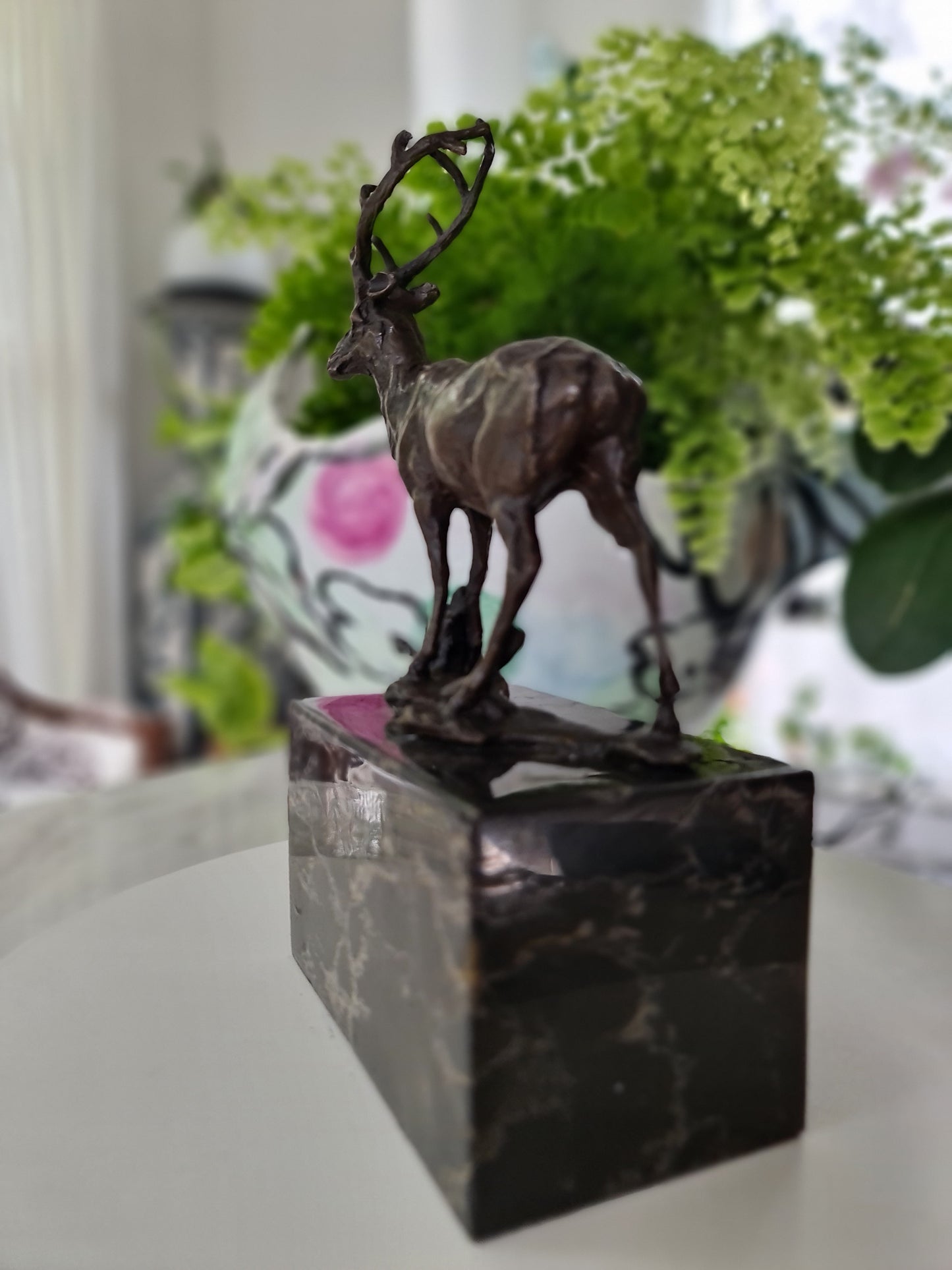 Art Deco Elk Deer Sculpture on Marble Base, Art,  Gift, Bookend