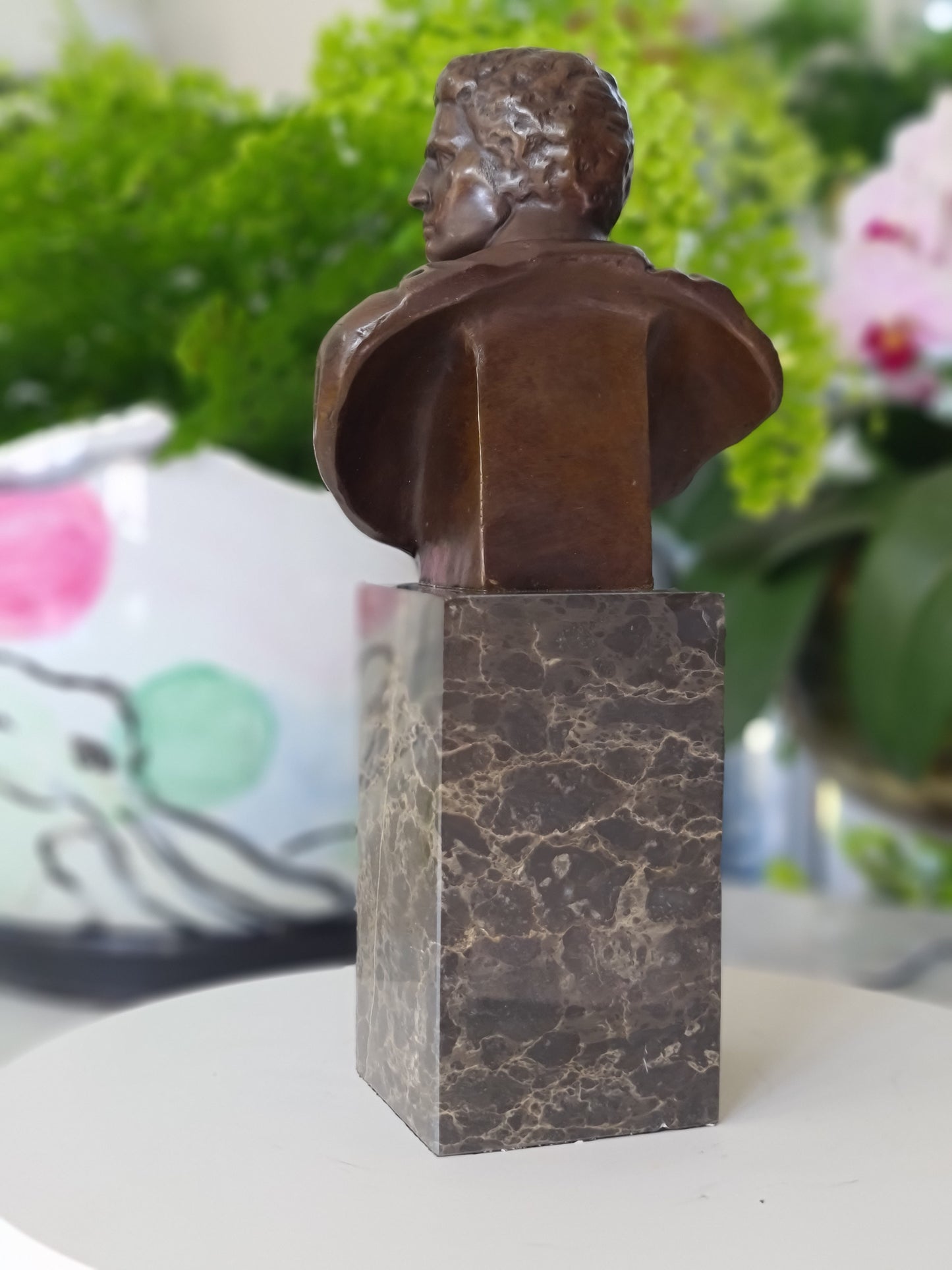 Bronze Sculpture Of  Caesar Augustus Bust On Marble Base