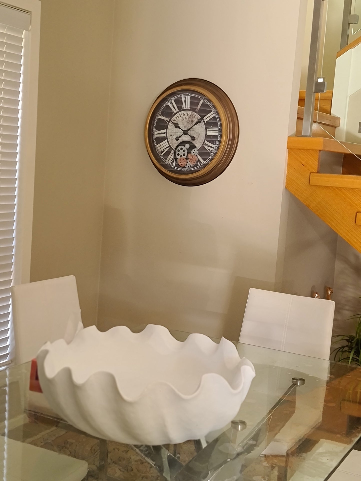 Roman Numeral 58.9 Cm Industrial Age Vintage Gear Moving Clock