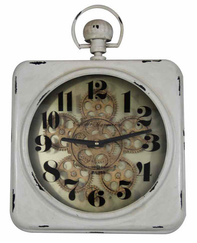 Antique 46 Cm Cafe De Marguerites Square Gear Wall Clock