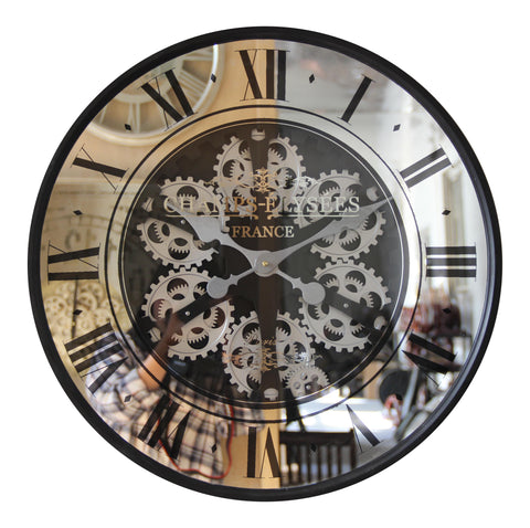 Champs-Elysees 59.9 Cm Mirror Moving Gear Wall Clock