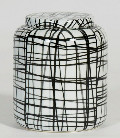 Handpainted-Graphic black & white pattern cookies container (70% OFF)