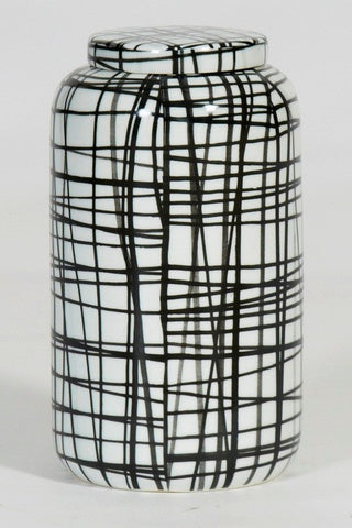 Large Handpainted-Graphic black & white pattern cookies container (70% OFF)