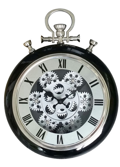 Roman Numeral 40 Cm Exposed Oval Gear Moving Mirror Clock