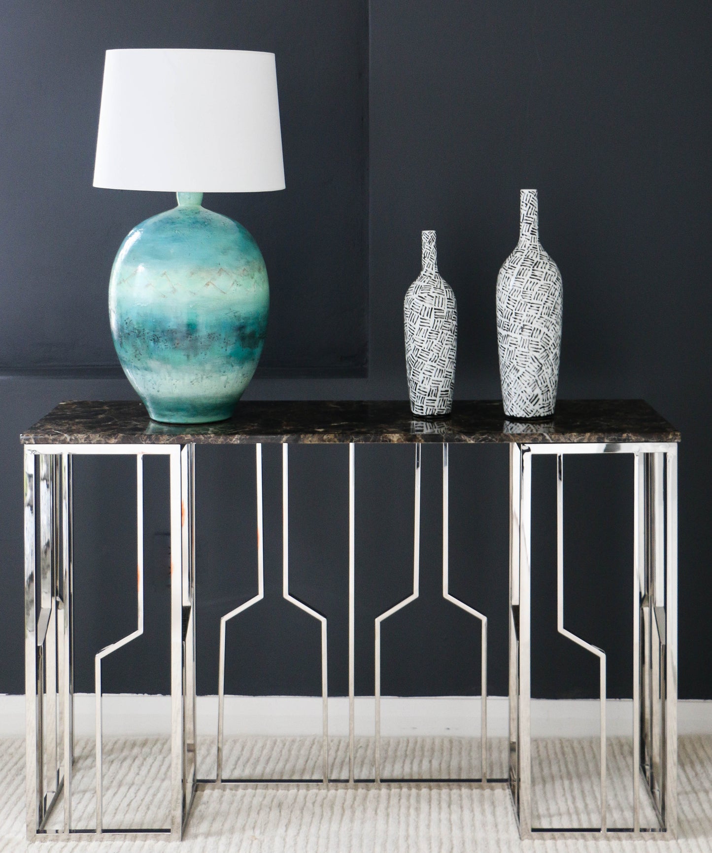 Hand painted-Black and White Tribal Vase