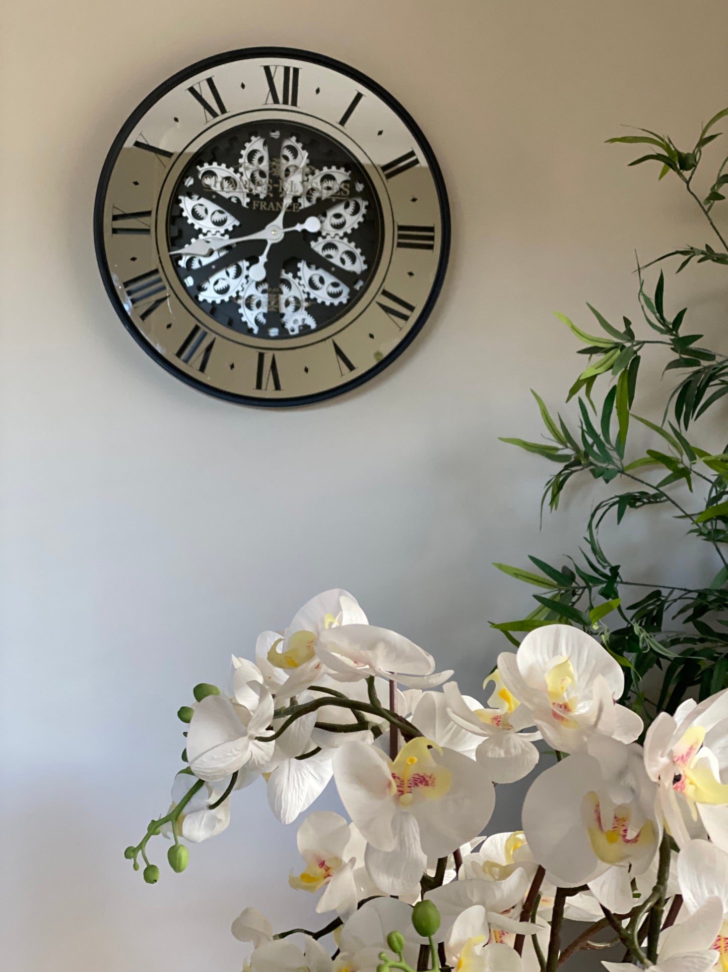 Champs-Elysees 59.9 Cm Mirror Moving Gear Wall Clock