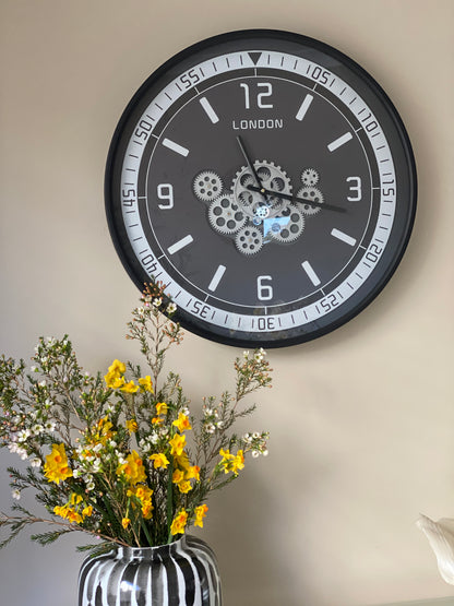 London Classic 59.5 Cm Moving Gear Wall Clock
