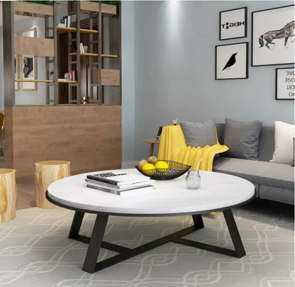 Aska Polished Stainless Steel or Black Coffee Table with White Marble Top (Pick up only)