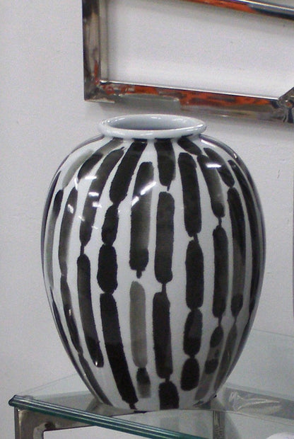 Black and White Hand Pained Vase
