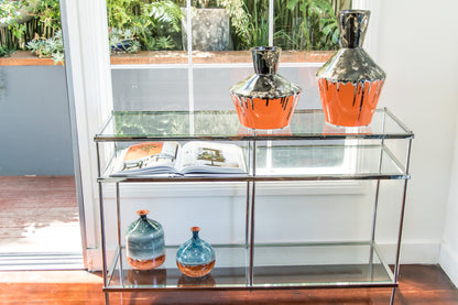 Large Textured Vintage Black And Orange Vase, Drip Painting (70% OFF)