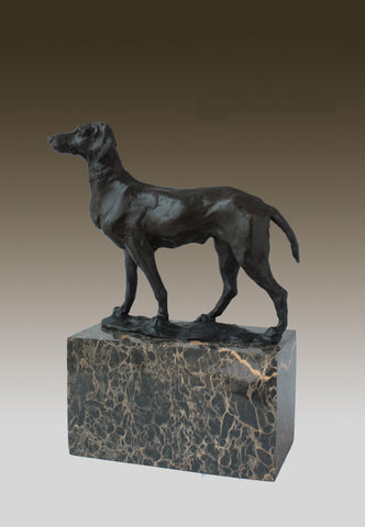 Bronze Hunting Dog / Hound Sculpture Marble Base