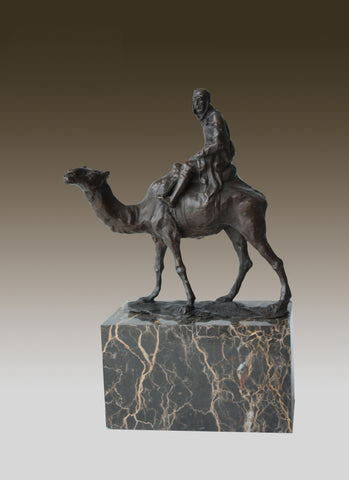 Lawrence of Arabia Camel & Rider Bronze Marble Statue On Marble