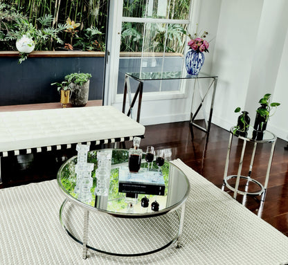 Dyako Mirror Stainless Steel Side Table with Mirror Top