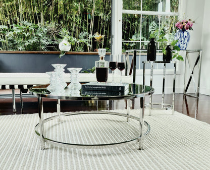 Dyako Mirror Stainless Steel Side Table with Mirror Top