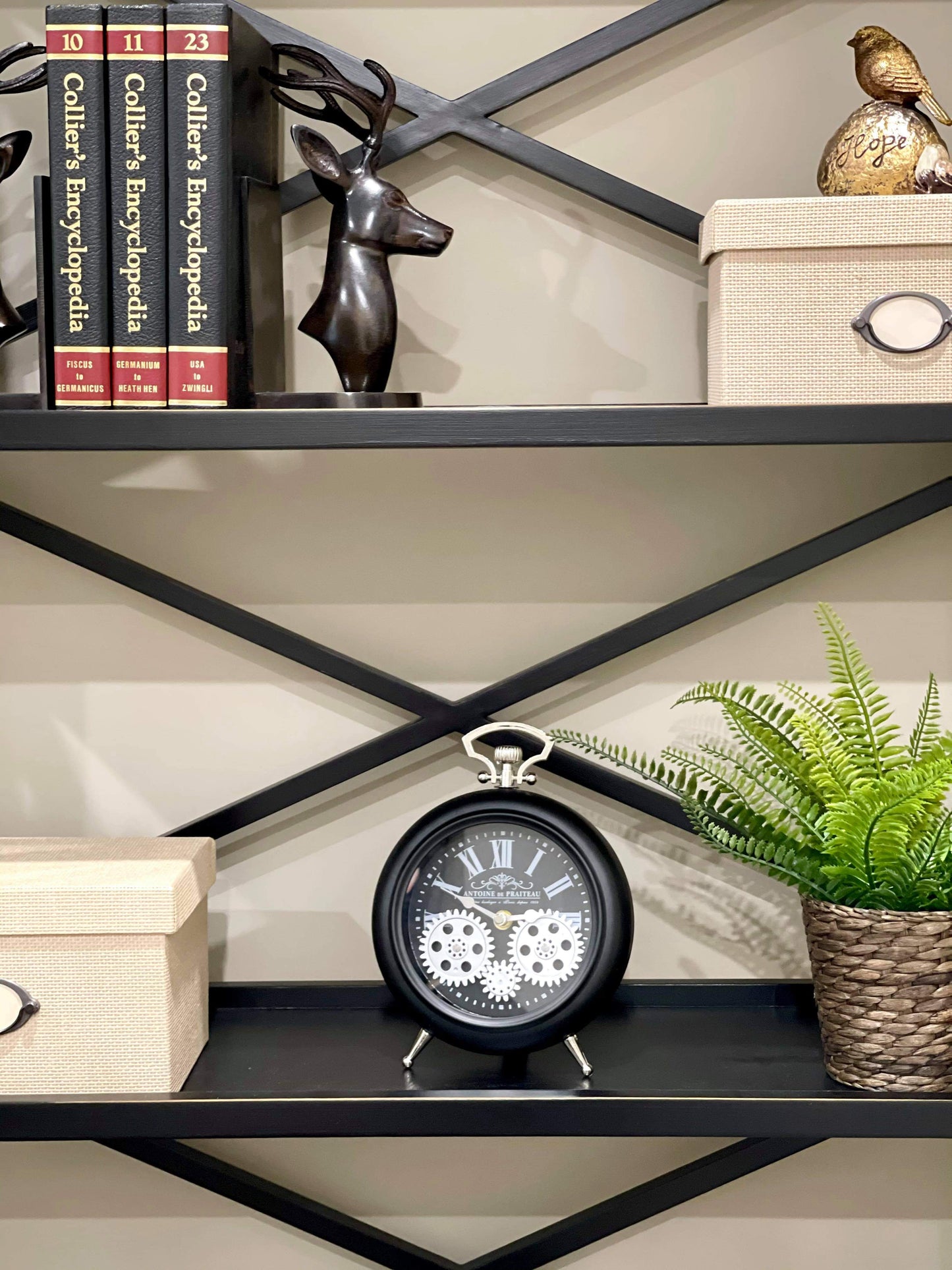 Antoine De Praiteau Victorian Black Gear Table Clock